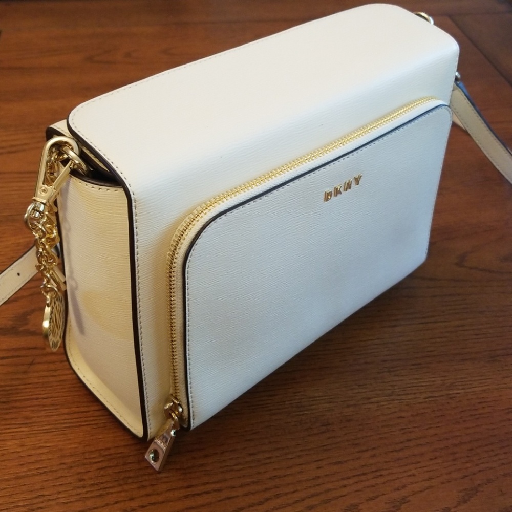 DKNY White Crossbody Bag with Gold Hardware